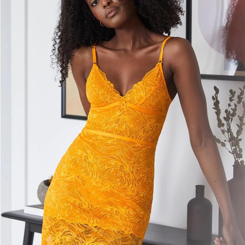 Vibrant Yellow Lace Dress